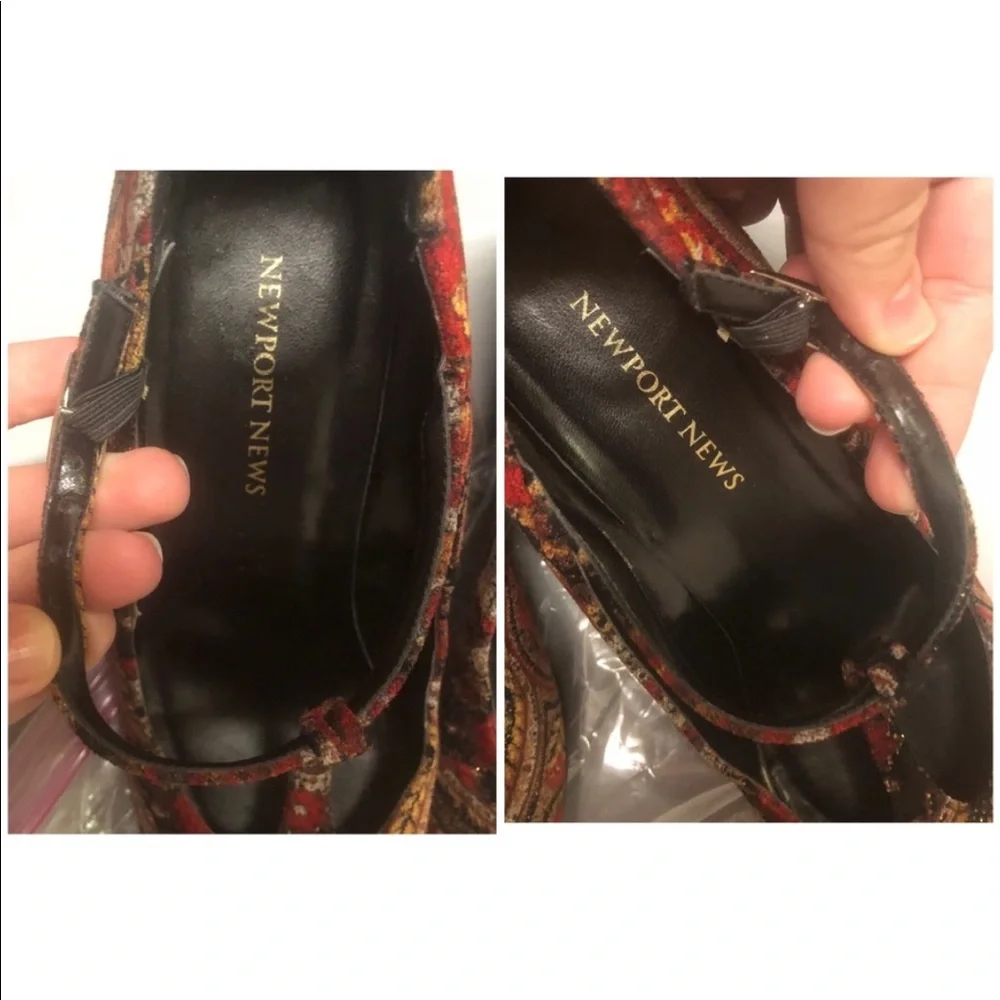 Newport News Red Tapestry Wedge Heels 9.5 - Picture 8 of 8